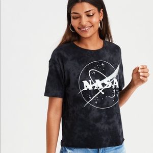 black acid wash american eagle nasa tee